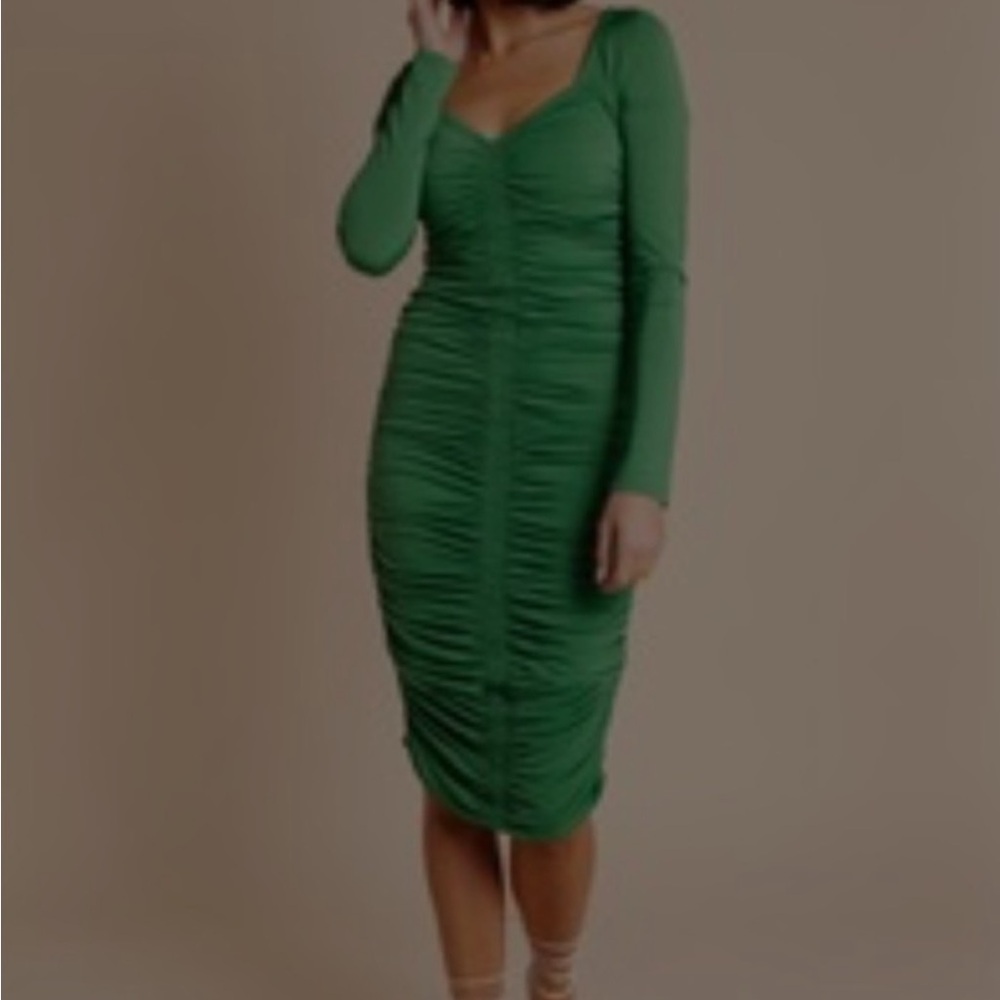Rachel Parcell Amazon green ruched midi dress